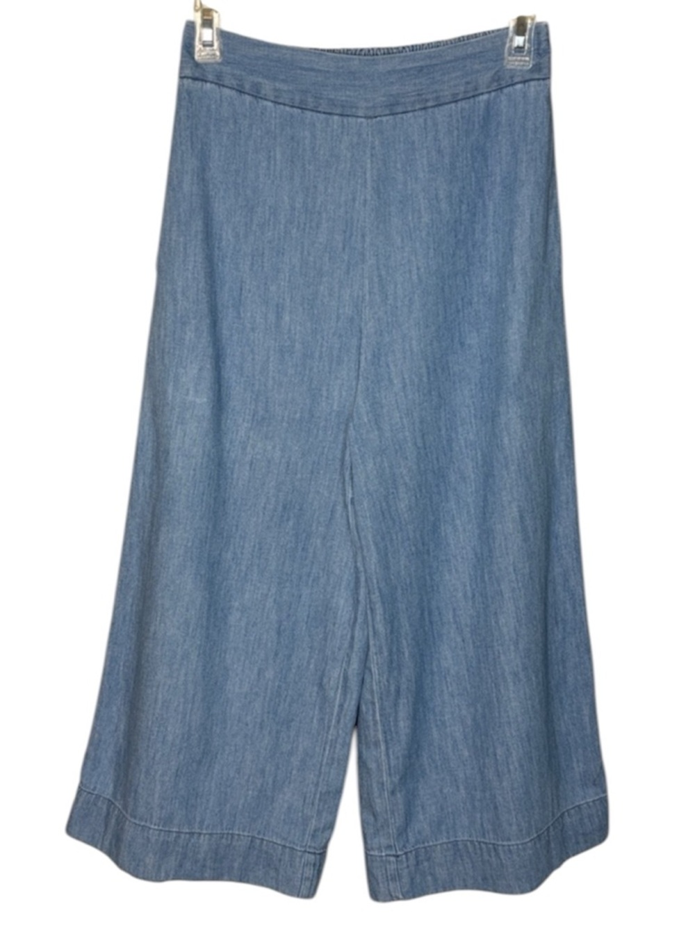 Madewell Hudson Pull-On Chambray Wide Leg Cropped Pant Cotton/Linen Small